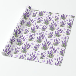 Papel De Regalo Elegante mariposa de lavanda Floral púrpura