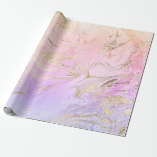 Papel De Regalo Elegante mármol holográfico dorado moderno y pur