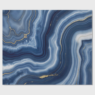 Papel De Regalo Elegante mármol líquido abstracto azul marino y do