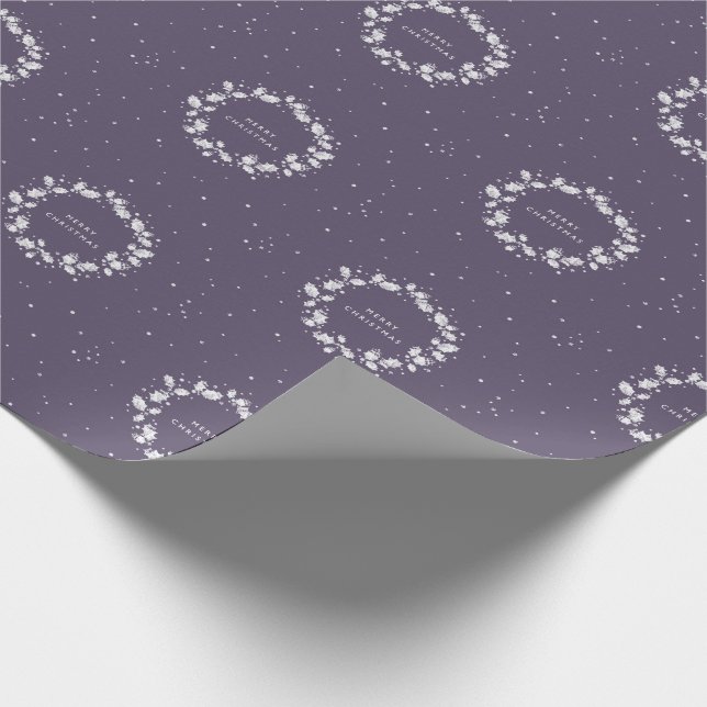 Papel De Regalo Elegante Minimal Navidades Púrpura Oscura Holly Wr (Esquina)