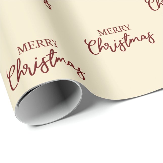 Papel De Regalo Elegante Minimalismo Oro Rojo Feliz Navidad  (Esquina del rollo)