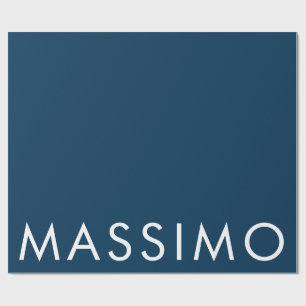 Papel De Regalo Elegante Minimalista Moderno Nombre Azul Prusiano