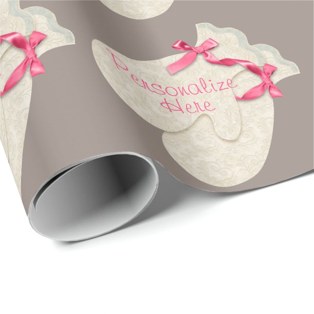 Papel De Regalo Elegante mitón de invierno con cinta de encaje cre (Esquina del rollo)