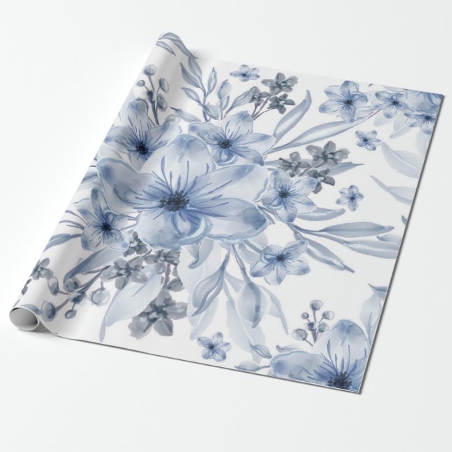 Papel De Regalo Elegante moda acuarela floral (Desenrollado)