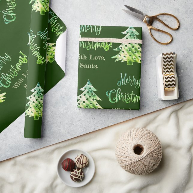 Papel De Regalo Elegante Moda de árbol verde de Navidad (Artesanía)