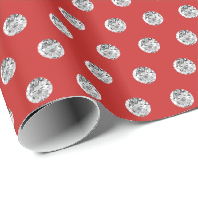 Papel De Regalo Elegante Moda de patrón rojo y diamantes (Esquina del rollo)