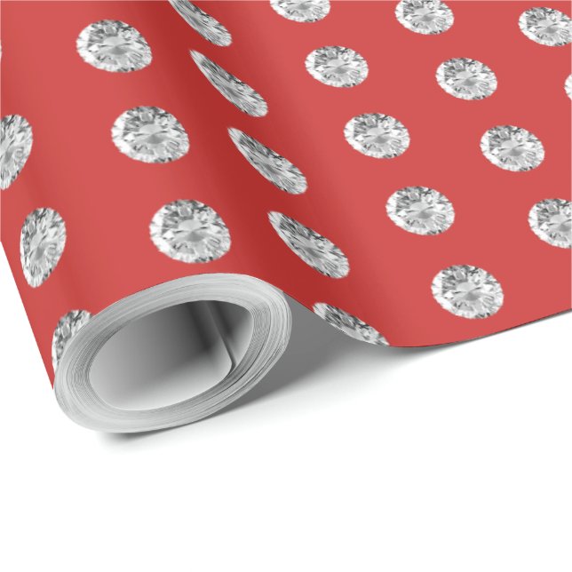 Papel De Regalo Elegante Moda de patrón rojo y diamantes (Esquina del rollo)