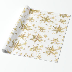Papel De Regalo Elegante Moda Deslumbrando Copos De Oro En Blanco