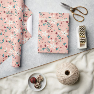 Papel De Regalo Elegante Moda froral Patrón rosa