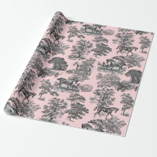 Papel De Regalo Elegante Moda Girly Black Horse Toile