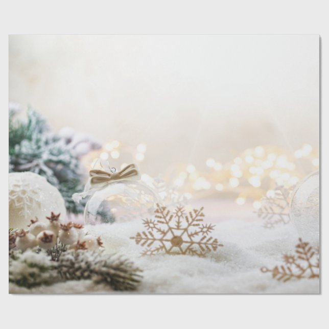 Papel De Regalo Elegante Moda Navidades blancos vacaciones (Superficie plana)