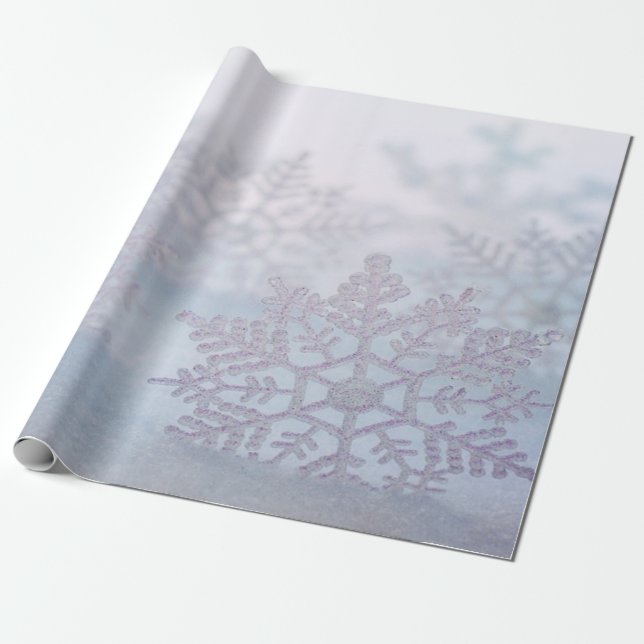 Papel De Regalo Elegante Moda Plata Vacaciones de copas de nieve (Desenrollado)