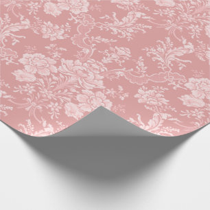 Papel De Regalo Elegante Moda romántica floral Damasco-Pastel rosa
