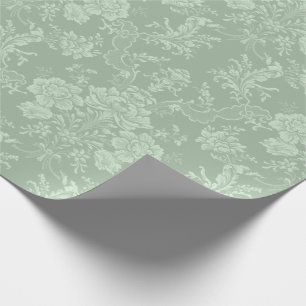 Papel De Regalo Elegante Moda romántica floral Damasco-Sage Verde