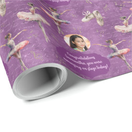 Papel De Regalo Elegante Moda Rosa Nombre Púrpura Textos Foto Ball