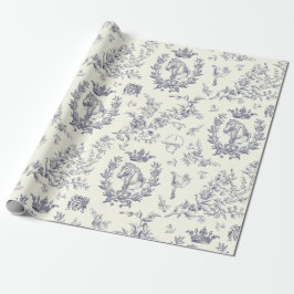 Papel De Regalo Elegante Moda Vintage Dusty Blue Equestrian Toile