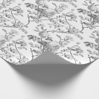 Papel De Regalo Elegante Moda Vintage Gray Rosa Floral