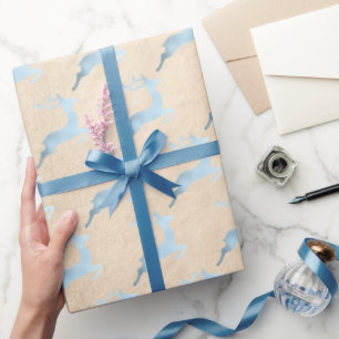 Papel De Regalo Elegante modelo de reno de Navidades azules