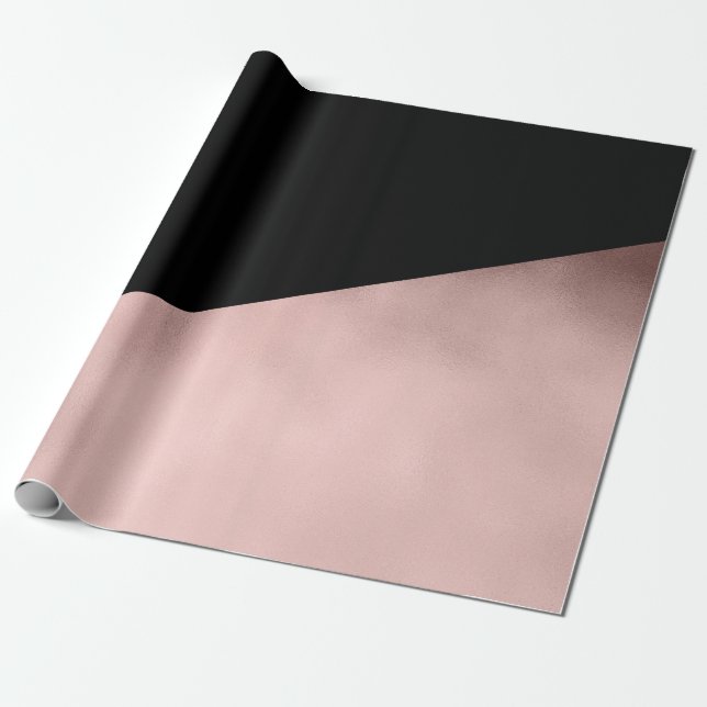 Papel De Regalo elegante moderno falso rosa dorado geométrico (Desenrollado)