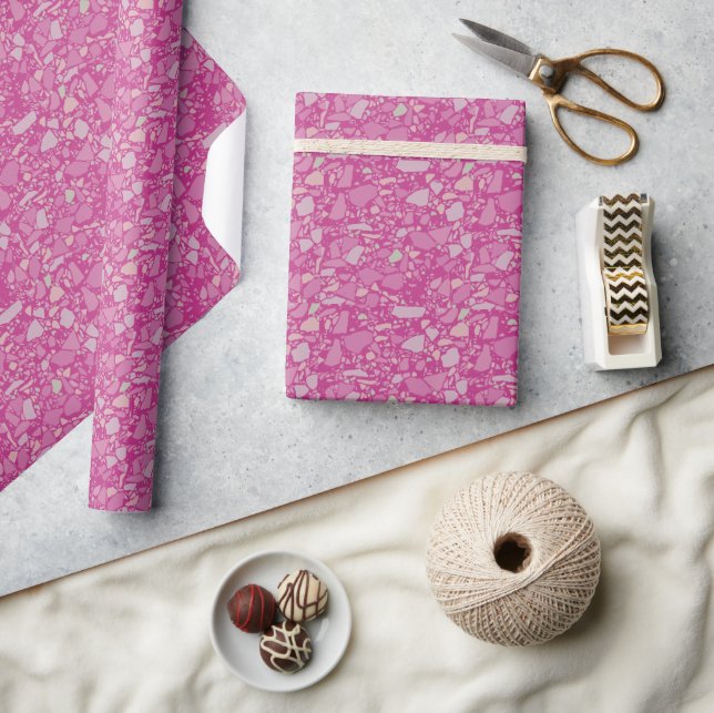 Papel De Regalo Elegante moderno Magenta Terrazzo Efecto Tile (Artesanía)