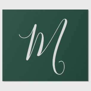 Papel De Regalo Elegante Moderno Plano Verde Oscuro Monograma de N