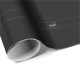 Papel De Regalo Elegante Monograma de letra Script Editable Negro