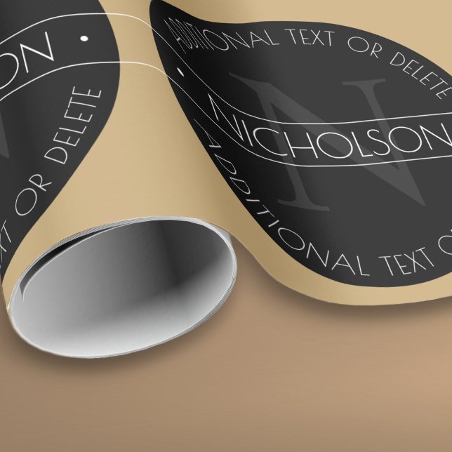 Papel De Regalo Elegante Monograma Editable Moderno Negro Blanco D (Subido por el creador)