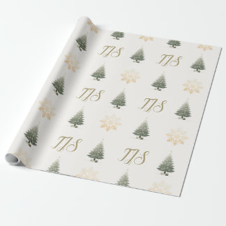 Papel De Regalo Elegante Monograma Floral Snowflake Árbol de Navid