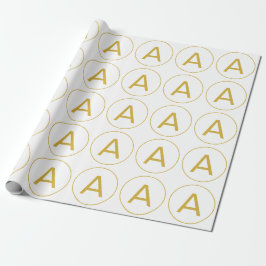 Papel De Regalo Elegante Monograma Letra inicial Color oro Blanco