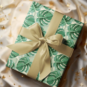 Papel De Regalo Elegante Monstera Verde Verde azulado