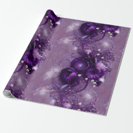 Papel De Regalo Elegante Morado Floral, Silvestre y Perla