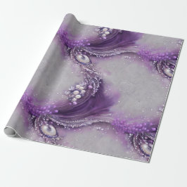 Papel De Regalo Elegante Morado Floral y Perla