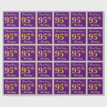 Elegante, morado, oro falso 95 cumpleaños + nombre