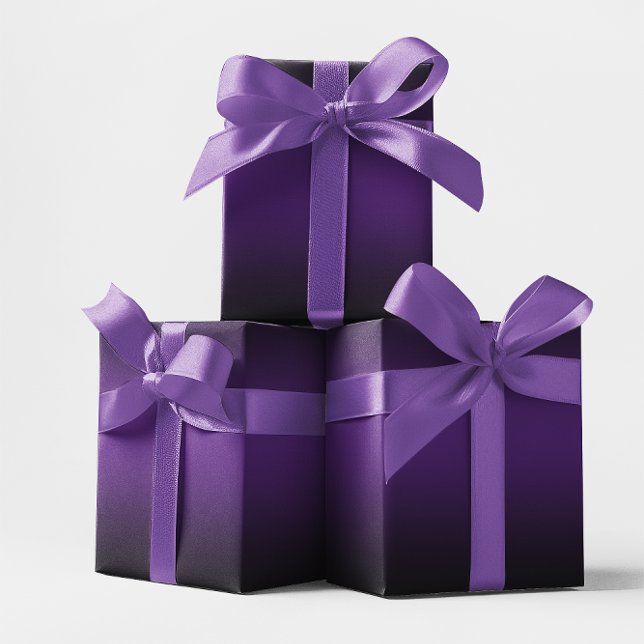 Papel De Regalo Elegante morado real y ómbre negro (Elegant Royal Purple and Black Ombre Wrapping Paper)