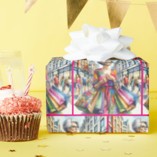 Papel De Regalo Elegante mujer de ciudad compradora