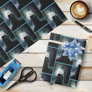 Papel De Regalo Elegante Mujer Negra Gótica Misteriosa Cuervos Nie