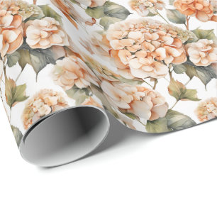 Papel De Regalo Elegante naranja verde blanco boho acuarela floral