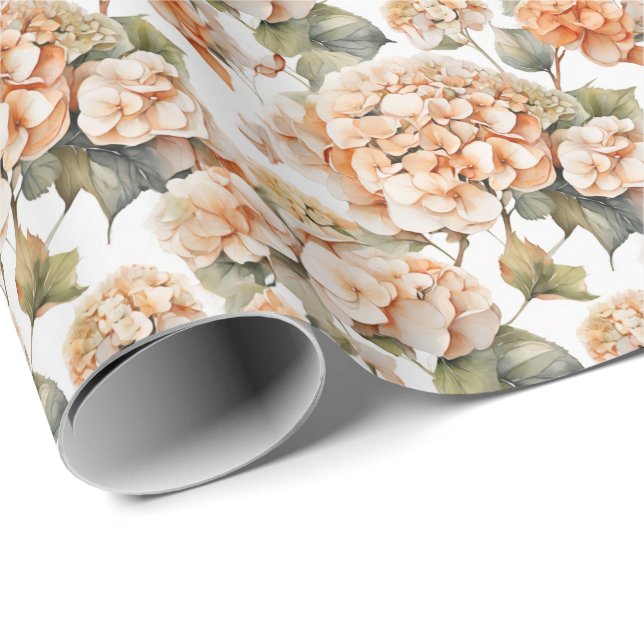 Papel De Regalo Elegante naranja verde blanco boho acuarela floral (Esquina del rollo)