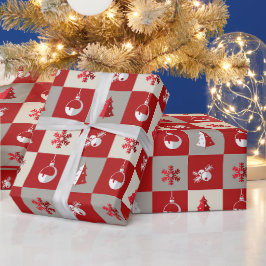 Papel De Regalo Elegante Navidad alegre roja y blanca