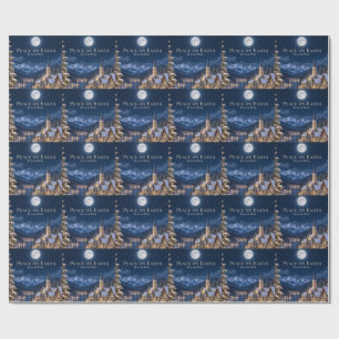 Papel De Regalo Elegante Navidad Alpina, Paz en la Tierra bajo la