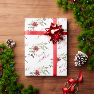 Papel De Regalo Elegante Navidad Aquarela Verde Bayas Navidad