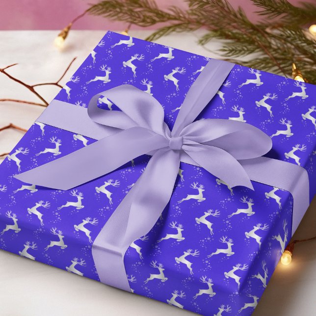 Papel De Regalo Elegante Navidad azul de reno plateado (Subido por el creador)