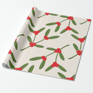 Papel De Regalo Elegante Navidad Bayas de Invierno Fiesta