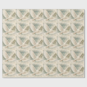 Papel De Regalo Elegante Navidad de la Paloma, Paz en la Tierra es