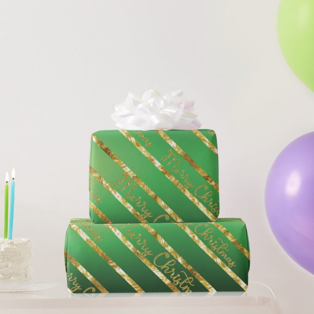 Papel De Regalo Elegante Navidad del Oro Verde (Regalos de fiesta)