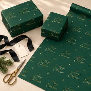 Papel De Regalo Elegante Navidad verde oscuro dorado