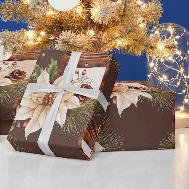 Papel De Regalo Elegante Navidades botánicos de acuarela rústica (Vacaciones)