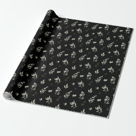 Papel De Regalo Elegante Navidades botánicos de invierno negro ver