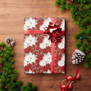 Papel De Regalo Elegante Navidades de Swirls Patrón de Poinsettia