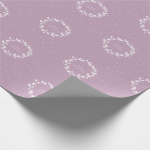 Papel De Regalo Elegante Navidades Mauve Minimal Holly Wreath